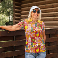 Niue Monuina e Kilisimasi Women Polo Shirt Pacific Patchwork Xmas Vibes - Polynesian Pride