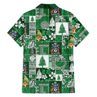 Norfolk Island Meri Krismas Family Matching Off The Shoulder Long Sleeve Dress and Hawaiian Shirt Pacific Patchwork Xmas Vibes - Polynesian Pride