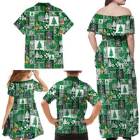Norfolk Island Meri Krismas Family Matching Off Shoulder Maxi Dress and Hawaiian Shirt Pacific Patchwork Xmas Vibes - Polynesian Pride