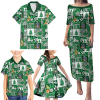Norfolk Island Meri Krismas Family Matching Puletasi and Hawaiian Shirt Pacific Patchwork Xmas Vibes - Polynesian Pride