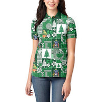 Norfolk Island Meri Krismas Women Polo Shirt Pacific Patchwork Xmas Vibes - Polynesian Pride