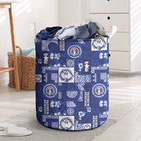 Northern Mariana Islands Magof Nochebuena Laundry Basket Pacific Patchwork Xmas Vibes LT9 Blue - Polynesian Pride