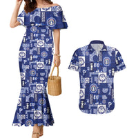 Northern Mariana Islands Magof Nochebuena Couples Matching Mermaid Dress and Hawaiian Shirt Pacific Patchwork Xmas Vibes - Polynesian Pride