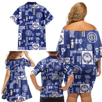 Northern Mariana Islands Magof Nochebuena Family Matching Off Shoulder Short Dress and Hawaiian Shirt Pacific Patchwork Xmas Vibes LT9 - Polynesian Pride