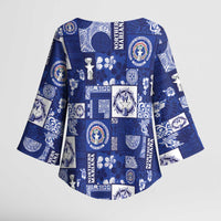 Northern Mariana Islands Magof Nochebuena Kimono Sleeve Blouse Pacific Patchwork Xmas Vibes LT9 - Polynesian Pride