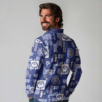 Northern Mariana Islands Magof Nochebuena Long Sleeve Polo Shirt Pacific Patchwork Xmas Vibes - Polynesian Pride