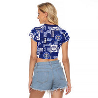 Northern Mariana Islands Magof Nochebuena Raglan Cropped T Shirt Pacific Patchwork Xmas Vibes LT9 - Polynesian Pride