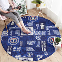 Northern Mariana Islands Magof Nochebuena Round Carpet Pacific Patchwork Xmas Vibes - Polynesian Pride
