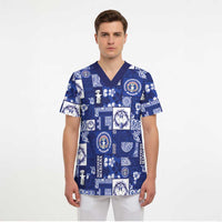Northern Mariana Islands Magof Nochebuena Scrub Top Pacific Patchwork Xmas Vibes LT9 - Polynesian Pride