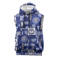 Northern Mariana Islands Magof Nochebuena Sleeveless Hoodie Pacific Patchwork Xmas Vibes LT9 Blue - Polynesian Pride