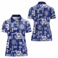 Northern Mariana Islands Magof Nochebuena Women Polo Shirt Pacific Patchwork Xmas Vibes - Polynesian Pride