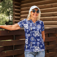 Northern Mariana Islands Magof Nochebuena Women Polo Shirt Pacific Patchwork Xmas Vibes - Polynesian Pride