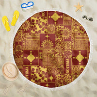 Rotuma Faiakse'ea 'e Kirisimasi Beach Blanket Pacific Patchwork Xmas Vibes LT9 One Size 150cm Red - Polynesian Pride