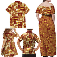 Rotuma Faiakse'ea 'e Kirisimasi Family Matching Off Shoulder Maxi Dress and Hawaiian Shirt Pacific Patchwork Xmas Vibes - Polynesian Pride