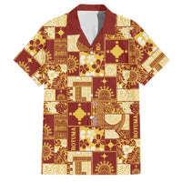 Rotuma Faiakse'ea 'e Kirisimasi Family Matching Off Shoulder Short Dress and Hawaiian Shirt Pacific Patchwork Xmas Vibes LT9 Dad's Shirt - Short Sleeve Red - Polynesian Pride