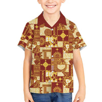 Rotuma Faiakse'ea 'e Kirisimasi Kid Hawaiian Shirt Pacific Patchwork Xmas Vibes LT9 Kid Red - Polynesian Pride