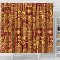 Rotuma Faiakse'ea 'e Kirisimasi Shower Curtain Pacific Patchwork Xmas Vibes - Polynesian Pride