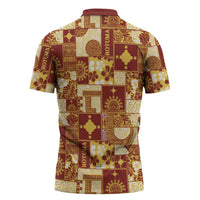 Rotuma Faiakse'ea 'e Kirisimasi Zipper Polo Shirt Pacific Patchwork Xmas Vibes LT9 - Polynesian Pride