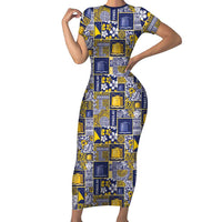 Tokelau Manuia te Kilihimahi Family Matching Short Sleeve Bodycon Dress and Hawaiian Shirt Pacific Patchwork Xmas Vibes - Polynesian Pride