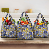 Tokelau Manuia te Kilihimahi Grocery Bag Pacific Patchwork Xmas Vibes LT9 3-pack One Size Blue - Polynesian Pride