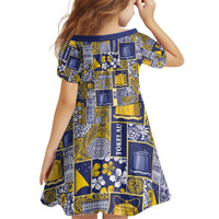 Tokelau Manuia te Kilihimahi Kid Short Sleeve Dress Pacific Patchwork Xmas Vibes LT9 - Polynesian Pride