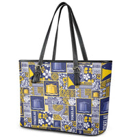 Tokelau Manuia te Kilihimahi Leather Tote Bag Pacific Patchwork Xmas Vibes - Polynesian Pride