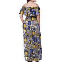 Tokelau Manuia te Kilihimahi Off Shoulder Maxi Dress Pacific Patchwork Xmas Vibes - Polynesian Pride