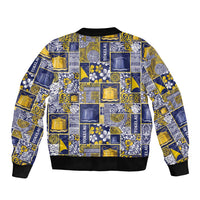 Tokelau Manuia te Kilihimahi Sleeve Zip Bomber Jacket Pacific Patchwork Xmas Vibes LT9 - Polynesian Pride