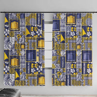 Tokelau Manuia te Kilihimahi Window Curtain Pacific Patchwork Xmas Vibes LT9 With Hooks Blue - Polynesian Pride