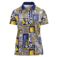 Tokelau Manuia te Kilihimahi Women Polo Shirt Pacific Patchwork Xmas Vibes LT9 Female Blue - Polynesian Pride