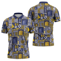 Tokelau Manuia te Kilihimahi Zipper Polo Shirt Pacific Patchwork Xmas Vibes LT9 - Polynesian Pride