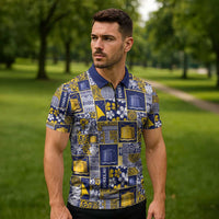 Tokelau Manuia te Kilihimahi Zipper Polo Shirt Pacific Patchwork Xmas Vibes LT9 - Polynesian Pride