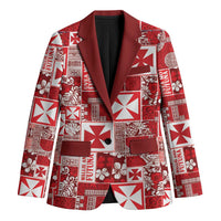 Wallis Et Futuna Kilisimasi Fiefia Blazer Pacific Patchwork Xmas Vibes LT9 Unisex Red - Polynesian Pride