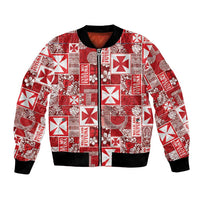 Wallis Et Futuna Kilisimasi Fiefia Bomber Jacket Pacific Patchwork Xmas Vibes LT9 Unisex Red - Polynesian Pride