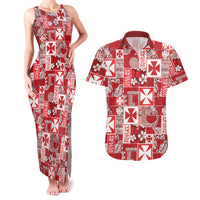 Wallis Et Futuna Kilisimasi Fiefia Couples Matching Tank Maxi Dress and Hawaiian Shirt Pacific Patchwork Xmas Vibes - Polynesian Pride