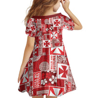 Wallis Et Futuna Kilisimasi Fiefia Kid Short Sleeve Dress Pacific Patchwork Xmas Vibes LT9 - Polynesian Pride