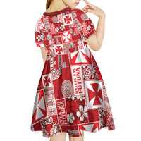 Wallis Et Futuna Kilisimasi Fiefia Kid Short Sleeve Dress Pacific Patchwork Xmas Vibes LT9 - Polynesian Pride