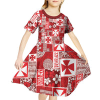 Wallis Et Futuna Kilisimasi Fiefia Kid Short Sleeve Dress Pacific Patchwork Xmas Vibes LT9 - Polynesian Pride