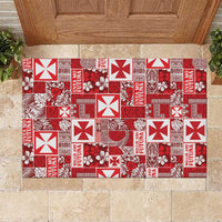 Wallis Et Futuna Kilisimasi Fiefia Rubber Doormat Pacific Patchwork Xmas Vibes LT9 Red - Polynesian Pride