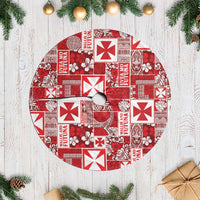 Wallis Et Futuna Kilisimasi Fiefia Tree Skirt Pacific Patchwork Xmas Vibes - Polynesian Pride