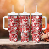 Wallis Et Futuna Kilisimasi Fiefia Tumbler With Handle Pacific Patchwork Xmas Vibes - Polynesian Pride