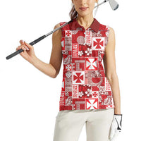 Wallis Et Futuna Kilisimasi Fiefia Women Sleeveless Polo Shirt Pacific Patchwork Xmas Vibes - Polynesian Pride