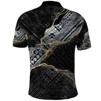 Polynesian Tribal Tattoo Polo Shirt Dark Marble Pattern LT9 - Polynesian Pride