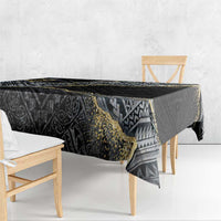 Polynesian Tribal Tattoo Tablecloth Dark Marble Pattern