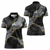 Polynesian Tribal Tattoo Women Polo Shirt Dark Marble Pattern