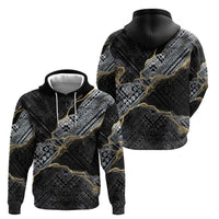 Polynesian Tribal Tattoo Zip Hoodie Dark Marble Pattern