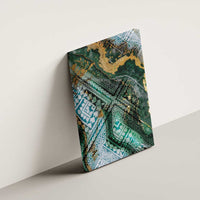 Polynesian Tribal Tattoo Canvas Wall Art Green Marble Pattern