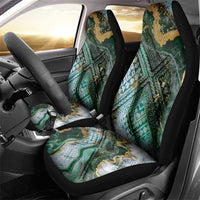 Polynesian Tribal Tattoo Car Seat Cover Green Marble Pattern