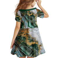 Polynesian Tribal Tattoo Family Matching Puletasi and Hawaiian Shirt Green Marble Pattern LT9 - Polynesian Pride