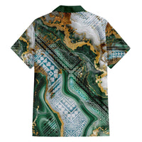 Polynesian Tribal Tattoo Family Matching Puletasi and Hawaiian Shirt Green Marble Pattern LT9 - Polynesian Pride